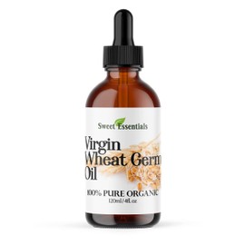 100% Organic Unrefined Wheat Germ Oil | Imported From Italy | 4oz Glass Bottle | 100% Pure - Virgin | Cold-Pressed | Natural Moisturizer for Skin, Hair and Face | Stretch Mark Relief - NON GMO
