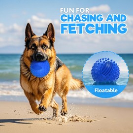 petizer Squeaky Dog Ball Toy for Aggressive Chewers,10cm Indestructible Durable Big Dogs Chew Spiky Ball, Floatable Rubber Pet Toys for Medium &Large Breeds (blue, 7cm)