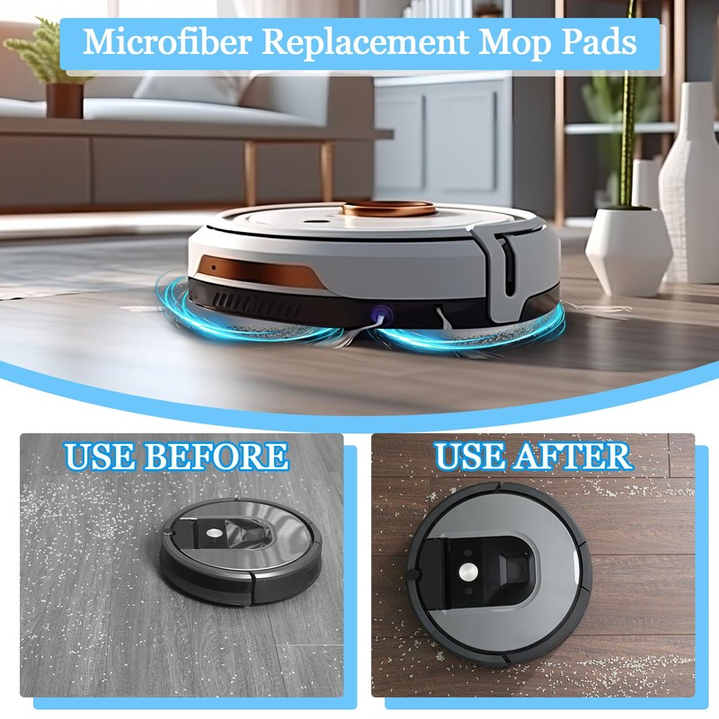 LemonRoad 4 Pack Microfiber Replacement Mop Pads Compatible with iRobot