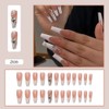 24Pcs Press on Nails Long - French Coffin Fake Nails
