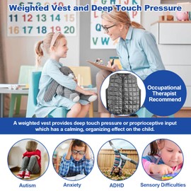 Weighted Vest for Kids with Sensory Issues, Sensory Compression Vest for Children with Processing Disorders and Calming (Medium-3lbs)