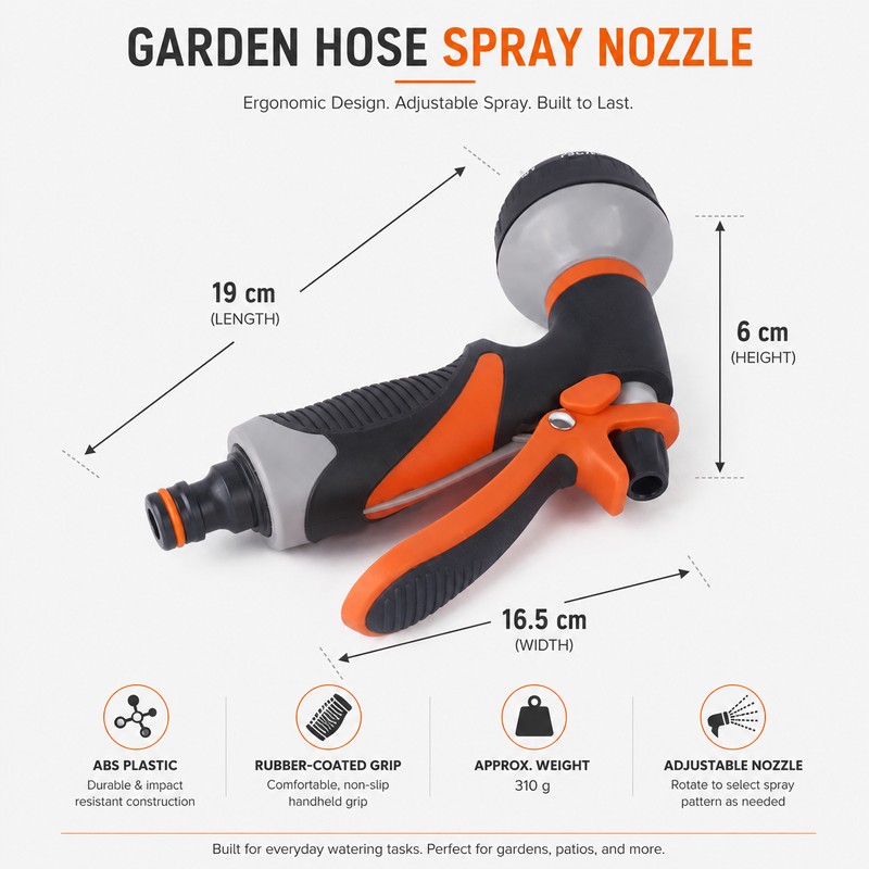 Adjustable Garden Hose Nozzle for Watering & Car Wash –