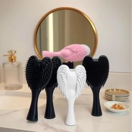 Angel Comb Women's Cute Air Cushion Massage Brush for Dry & Wet Hair Black Logo [White Box] 20ea