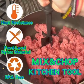 Nice Day Meat Chopper,Hamburger Chopper,Premium Heat Resistant Masher and Smasher for Hamburger Meat,Ground Beef, Ground Turkey and More,Chopper Tool and Meat Fork,Non Stick Mix Chopper Nylon 1 Pcs