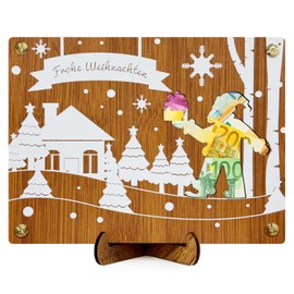 Konoz Wooden Money Gift Christmas, Money Gifts Packaging Christmas, Christmas Cards with Envelope and Stand, Gifts Christmas Women Men Family Friend (Santa Claus)