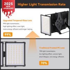 SOLLA 600W 2025 Plus New Upgraded LED Outdoor Flood Light, 15000LM 6000K Daylight White IP66 Waterproof, Stadium Lights, 3 Heads Adjustable Outdoor Floodlight Security Lights for Yards, Patios, Street