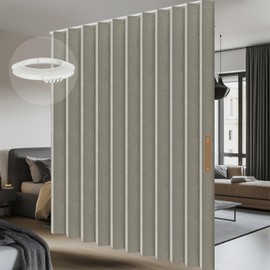 AJAZZ 100% Blackout Accordion Room Divider Curtains - with Flexible Ceiling Track Total Privacy Sound Proof Curtains Suitable for Bedroom Patio Sliding Door(Grey, W180 x L84, 1 Pack)
