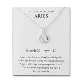 Philip Jones Aries Star Sign Zodiac Necklace and Quote Card with Zircondia® Crystals