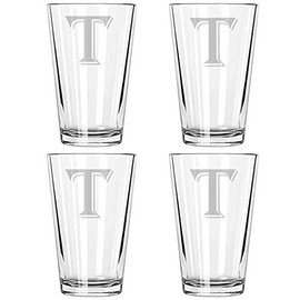 Alankathy Mugs Beer Glass Monogram Set of 4 (T)