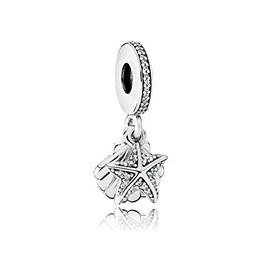 FGT Seashell Sea Star Dangle Charm for Bracelets Necklaces Pendants Sterling Silver Starfish Ocean Dangle Gift for Women Girls Girlfriend Valentine Wife Granddaughter Anniversary Birthday Family