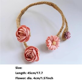 Primst 2 Pieces Flexible Curtain Tiebacks Clips Twist Bough Flower Curtain Tie Back for Home, Bedroom and Living Room, Decorative Curtain Holders for Drapes Drapery Window (Pink)