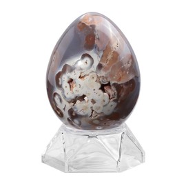 Nupuyai Natürlicher Orca Achat Stein Ei Edelstein mit Ständer, poliert Heilstein Ei Kristall Mineralstein Chakra Meditation Ostern Home Dekoration