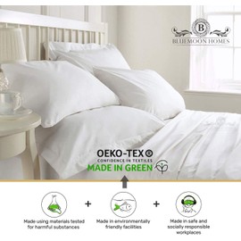 100% Egyptian Cotton Pillow Cases, 1000 Thread Count Pillow Cases King Size Set of 2, Soft & Breathable Cotton Pillow Covers for Bed - White