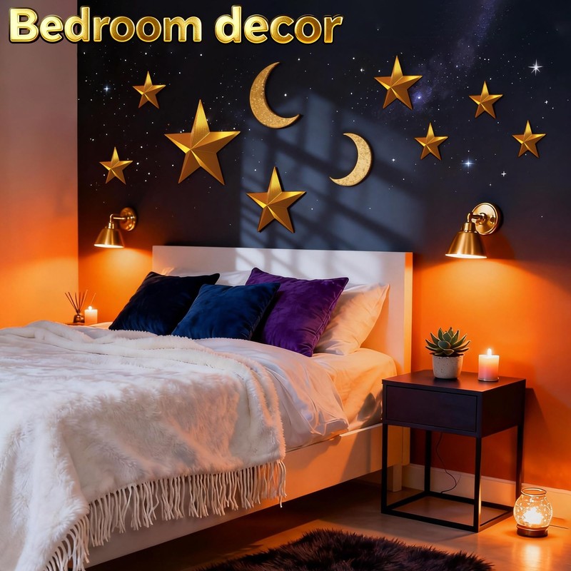 SFNN 8 Pcs Star Wall Decor Modern Celestial Home Decor,Retro
