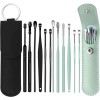 Voitead 12 Pcs Stainless Steel Ear Pick Kit with Leather Storage Box