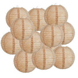 8Pcs 8 Inch Print Woven Paper Lanterns Burlap Paper Lanterns Round Hanging Decorative Farmhouse Boho Party Decor for Classroom Office Wedding Birthday Baby Shower Celebration