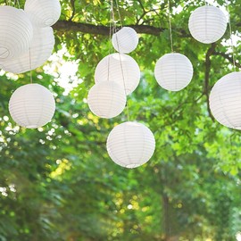 TopAAA White Paper Lanterns Chinese Hanging Paper Lantern Lights Japanese Decor for Birthday, Wedding, Christmas, Bridal, Home Decor, Party Decoration(Set of 5, 8“, White)