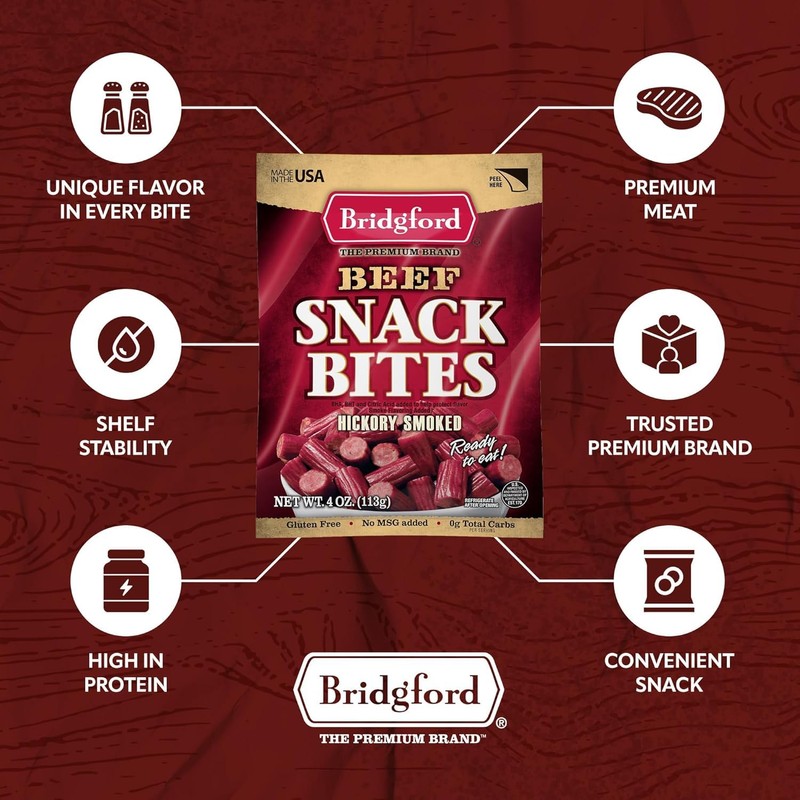 Bridgford Beef Snack Bites 4 oz Pack of 3 -