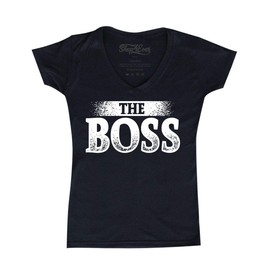 shop4ever® The Boss Women's V-Neck T-Shirt Large Black 0