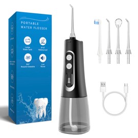 Reva Smart Cordless Water Flosser for Teeth, USB Rechargeable Oral Irrigator with HD Display, 300ML Tank, 360° Nozzle, IPX7 Waterproof, Portable Dental Cleaner for Home & Travel (Black)