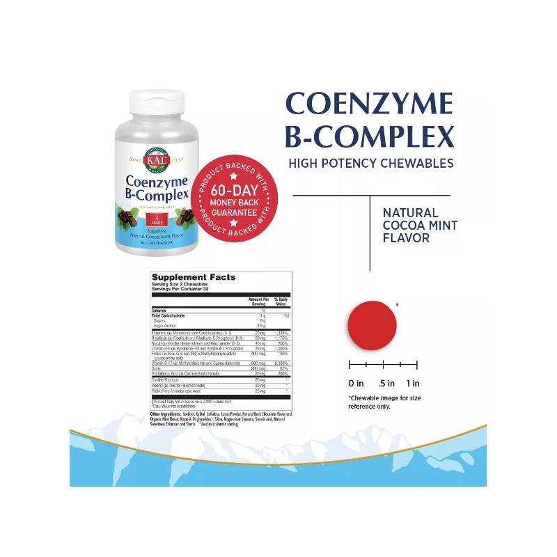 KAL Coenzyme B-Complex Chewables | 60 Chewables