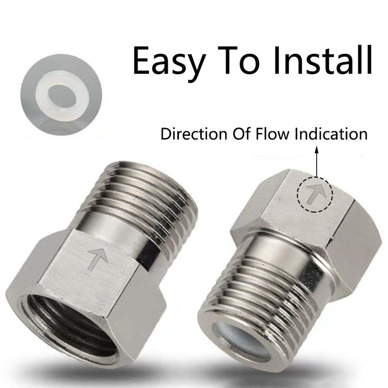 Check Valve, Electroplated Copper 1/2" Female to 1/2" Male Thread