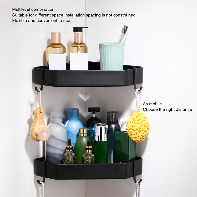 Black Corner Shower Caddy Aluminium Alloy for Bathroom Toilet Kitchen