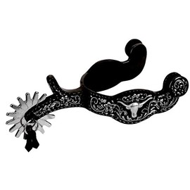 Weaver Equine Men's Show Spurs with Engraved Floral Trim and Longhorn Accent