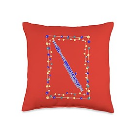 Band Geek Music Designs Christmas Piccolo Throw Pillow, 16x16, Multicolor
