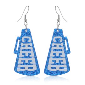 CHEER Megaphone Dangling Earrings Lightweigt Rugby Football Game Day Earrings for Fans Players, 1, Resin, No Gemstone