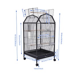 ZERNEIL 40 Inch Wrought Iron Large Bird, Standing Wrought Iron Large Parrot Cage Medium Roof Top Large Flight cage Parakeet cage for Small Cockatiel Canary Parakeet Sun Parakeet Pet Toy