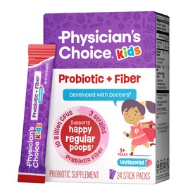 Physician's Choice Kids Probiotic + Prebiotic Fiber Packets (Ages 1+) - Supports Regularity, Occasional Constipation & A Healthy Digestive System - No Allergens or Preservatives - Unflavored - 24 Pack
