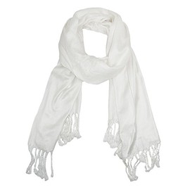 CTM® Women's Classic Pashmina Shawl Wraps, White