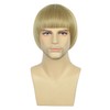 Men Short Straight Blonde Wig Bowl Cut Funny Mushroom Wig