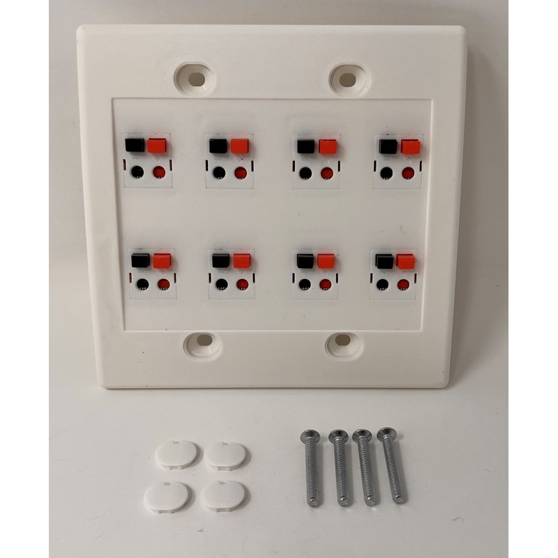 RiteAV 8 Port Speaker Jack Dual Gang Wall Plate for