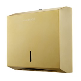Commercial Paper Towel Dispenser Wall Mount, Tri-fold/Multi-fold/C-Fold Stainless Steel Paper Towel Holder Hand Towel Dispenser with Key (Gold)
