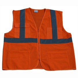 Petra Roc OVM24-S/M ANSI Class 2 4 Pockets Zipper Closure Safety Vest, Small/Medium, Orange Mesh