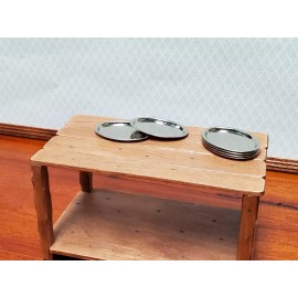 Town Square Miniatures Dollhouse Platters Set of 6 Silver Metal Oval 1:12 Scale Miniatures Kitchen