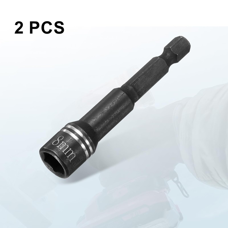 HARFINGTON 2pcs Magnetic Nut Driver 8mm Hex Drive Socket 2.56"