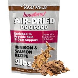 TRMC Real Meat Boosters Air Dried Dog Food w/Real Venison & Wild-Caught Salmon for Enhanced Skin & Coat Support - 2lbs of Grain-Free, High Protein, Real Meat Dog Food Enriched w/Organic Coconut Oil