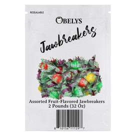 Fruit-Flavored Jawbreakers - Individually Wrapped Assorted – 2 Pound – Long-Lasting Hard Candy with a Sweet, Tangy, and Fruity Flavor - Approx. 134 Pieces