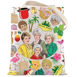 LEVLO Golden TV Show Canvas Tote Bag Golden TV Show Fans Gift Rose & Dorothy & Blanche & Sophia Shoulder Bag, Shady Pines Tote, M