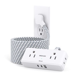 Extension Cord 15 ft, Flat Plug Power Strip, Long Power Strip, 4 Widely Outlets with 3 USB Ports (2 USB C), Extension Cord with Multiple Outlets for Home, Office, Dorm Room Essentials