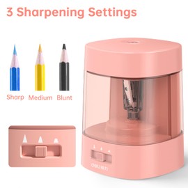 Deli Electric Pencil Sharpener, Automatic Pencil Sharpeners for No.2 Pencils Colored Pencils, USB & Battery Operated Pencil Sharpener for Kids, School, Home, Office, Classroom, Pink