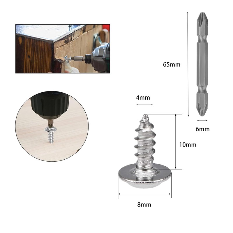 Pack of 120 self-tapping screws, stainless steel flat head with