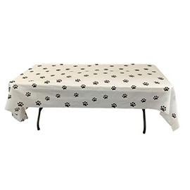 bark and lindy Paw Print Tablecloth – Large Rectangle Pet-Themed Plastic Table Cover – Dog Birthday Party Supplies & Decorations – Waterproof, Disposable Puppy Table Cloth (108"x54") (12)