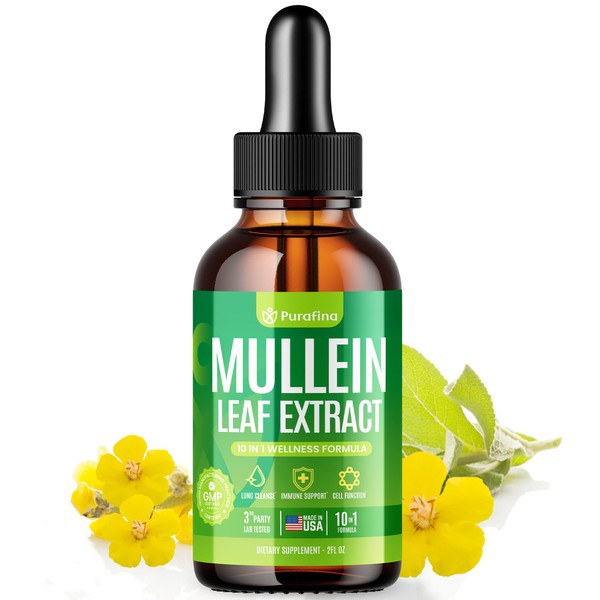 Purafina Mullein Drops for Lungs, 10-in-1 Mullein Leaf Extract for