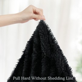 TOONOW Set of 2 Decorative Throw Pillow Covers 18x18, Black Fluffy Pillow Covers New Luxury Faux Fur Square Sofa Pillow Covers for Sofa Couch Living Room Bedroom, No Pillow Insert