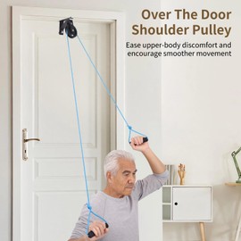 Shoulder Pulley for Physical Therapy, Over The Door Pulley Rehab Exercise, Metal Bracket, Adjustable Rope, 360° Rotation, Upper Limb Training Exercise Pulley for Injury Rehab Recovery Stretching