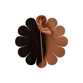 Inilbran Boho Clip Cuff Earrings Gold Long Tassel Dangle Earrings Vintage Cartilage Clip Tassel Drop Earrings Minimalist Earrings Jewellery for Women and Girls, Alloy Steel